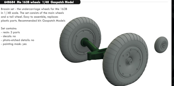 Messerschmitt Me163B Komet  Wheels (Gaspatch)  E648684