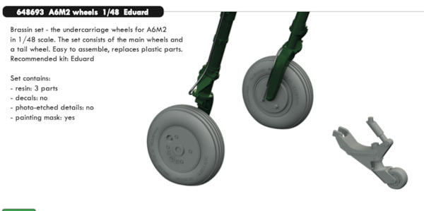 Mitsubishi A6M-2 Zero Wheels (Eduard) E648693