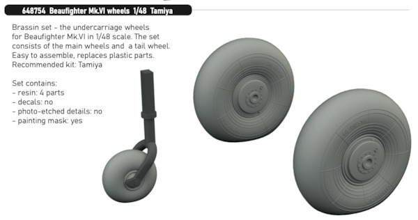 Bristol Beaufighter MKVI Wheels (Tamiya) E648754