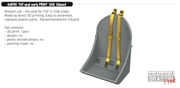 Grumman F4F Wildcat Seat - Early- (Eduard) E648781