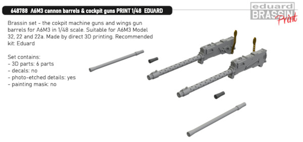 Mitsubishi A6M3 Cannon Barrels and cockpit guns (Eduard)  E648788