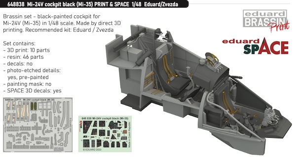 Mil Mi24V Hind Cockpit - Black- (Mi35)  (Eduard / Zvezda)  E648838