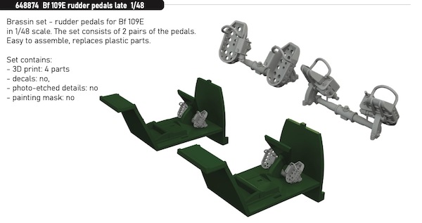 Messerschmitt BF109E Rudder Pedals - late- (Eduard) E648874