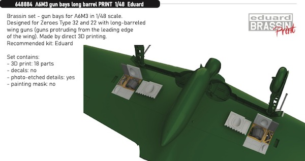 Mitsubishi A6M3 Zero Gun bays Long Barrel (Eduard)  E648884