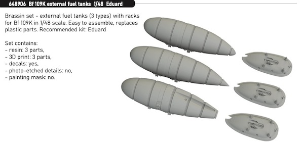 Messerschmitt Bf109K-4 External Fuel Tanks (Eduard) 3 different types E648906