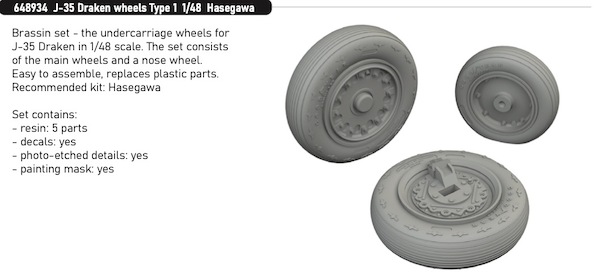 Saab J35 Draken  Wheels type 1 (Hasegawa)  E648934