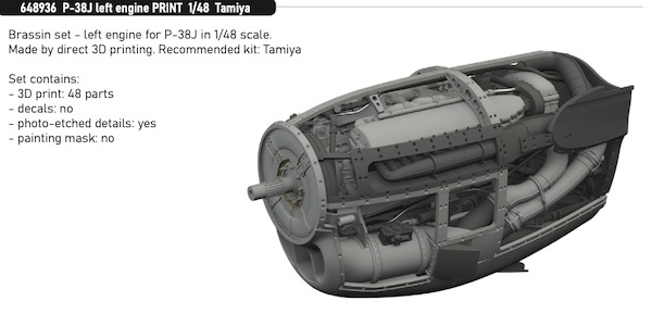 Lockheed P38J Lightning left engine (Tamiya) E648936