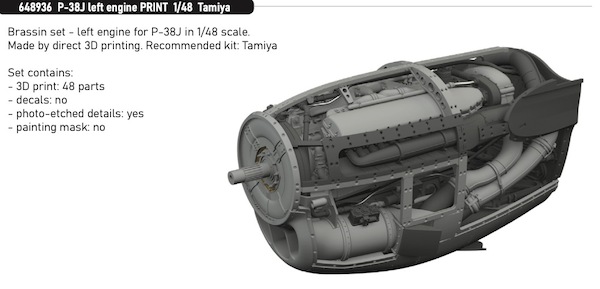 Lockheed P38J Lightning left engine (Tamiya)  E648936