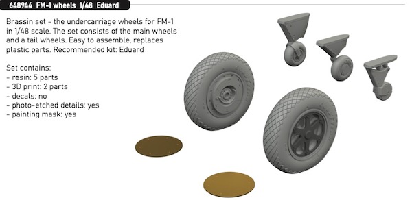 Grumman FM1 Wildcat Wheels (Eduard)  E648944