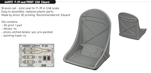 Bell P39 Airacobra Seat (Eduard)  E648957