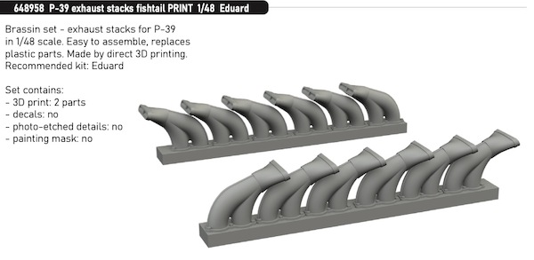 Bell P39 Airacobra exhaust stacks -Fishtail- (Eduard kit) E648958
