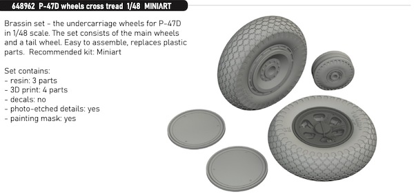 Republic P47D Thunderbolt wheels cross tread (Miniart) E648962