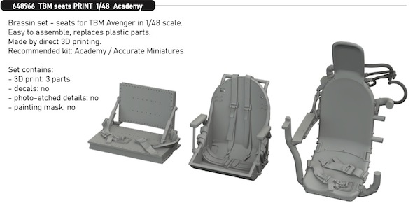 Grumman TBM Avenger Seats (Academy, Accurate, Italeri)  E648966