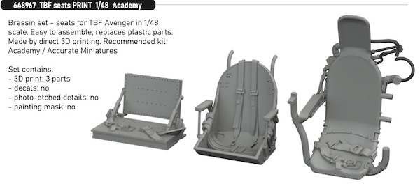 Grumman TBF Avenger Seats (Academy, Accurate, Italeri) E648967