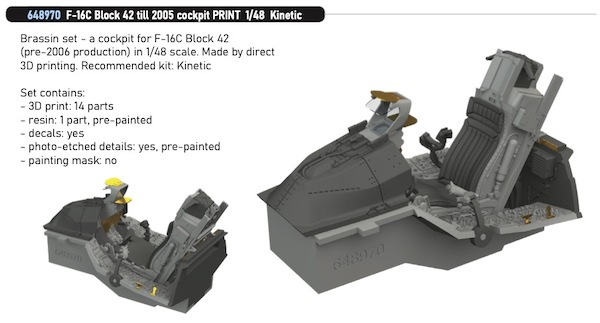 F16C Fighting Falcon Block 42 till 2005 Cockpit set (Kinetic)  E648970