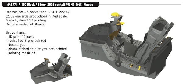 F16C Fighting Falcon Block 42 From 2006 Cockpit set (Kinetic)  E648971