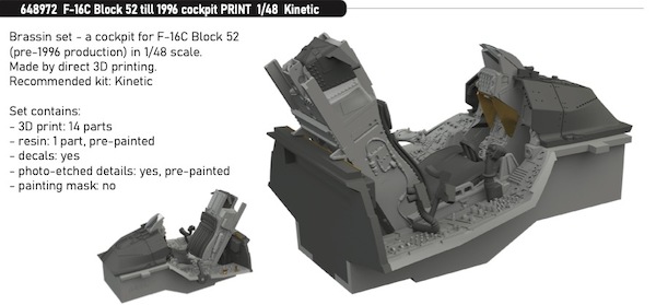 F16C Fighting Falcon Block 52 Till 1996 Cockpit set (Kinetic) E648972