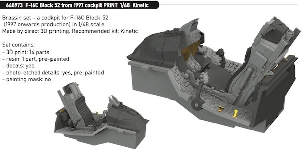 F16C Fighting Falcon Block 52 From 1997 Cockpit set (Kinetic) E648973