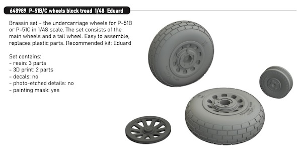 P51B/C Mustang Wheels - Block tread - (Eduard)  E648989