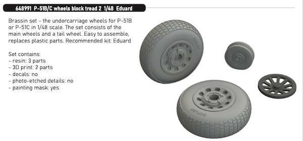 P51B/C Mustang Wheels - Block tread 2 - (Eduard) E648991