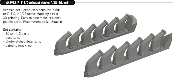 P51B/C Mustang Exhaust Stacks (Eduard)  E648992