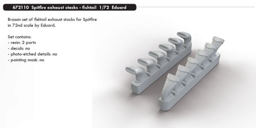 Spitfire MKIX exhaust stacks - fishtail (Eduard) E672110