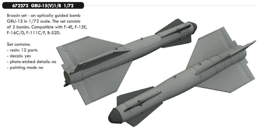Brassin 1/72 scale resin GBU-15(V)1/ B - 672272 Brassin 1/72 scale resin GBU-15(V)1/ B - 672272