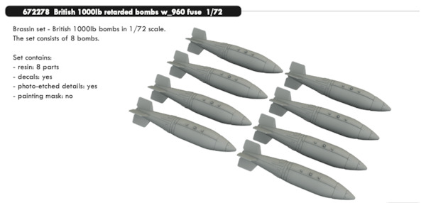 British 1000lb Retarded Bombs with 960 fuse  E672278
