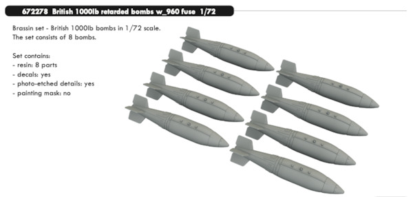 British 1000lb Retarded Bombs with 960 fuse E672278