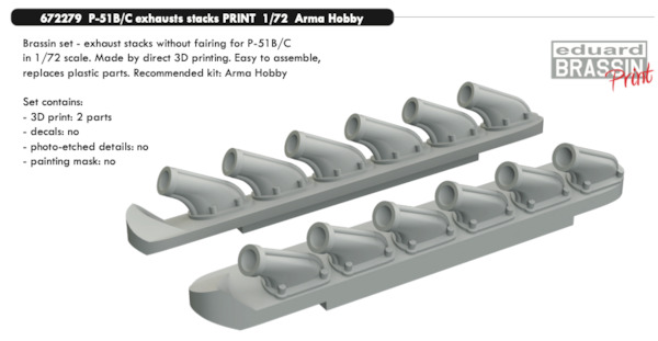 P51B/C Mustang Exhaust stacks (Arma Hobby)  E672279