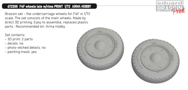 Grumman FM2 Wildcat wheels , late with Rims (Arma) E672300