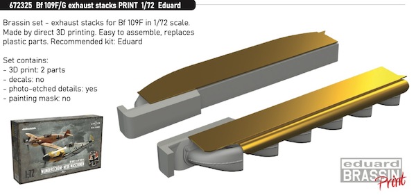 Messerschmitt BF109F/G Exhaust stacks (Eduard)  E672325