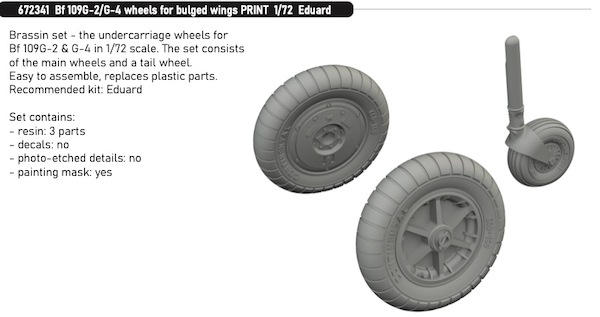 Messerschmitt BF109G-2/4 wheels for Bulged wings (Eduard)  E672341