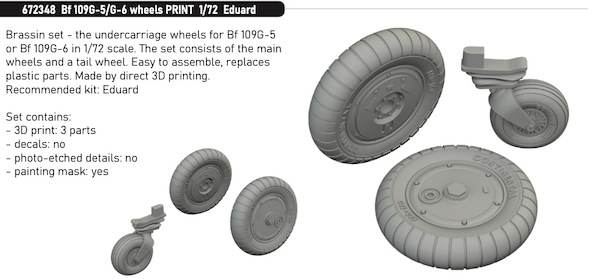 Messerschmitt BF109G-5/G-6 wheels (Eduard) E672348