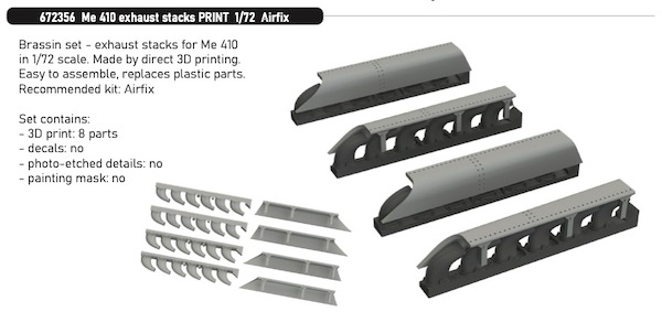 Messerschmitt Me410 Exhaust stacks (Airfix)  E672356