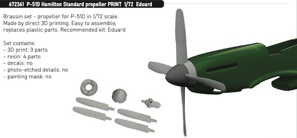 North American P51D Mustang Hamilton Standard Propeller cuffed (Eduard) E672361