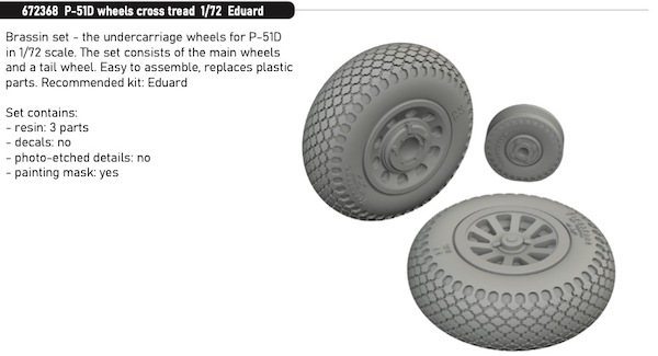 North American P51D Mustang Wheels - Cross Tread (Eduard) E672368