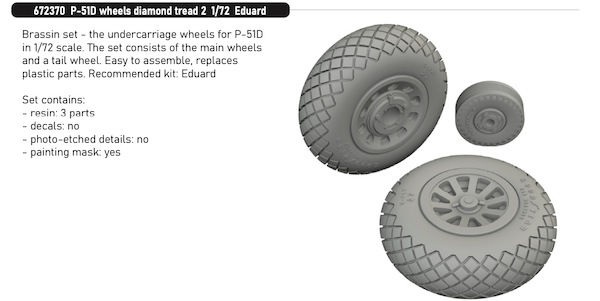 North American P51D Mustang Wheels -Diamond Tread 2 (Eduard) E672370