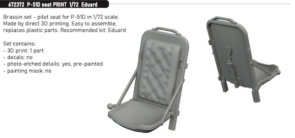 North American P51D Seat (Eduard)  E672372