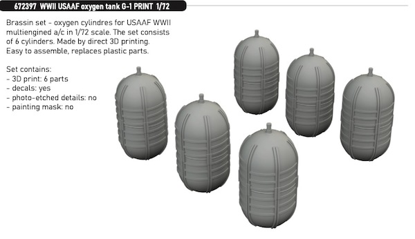 WWII USAAF Oxygen Cylinders G-1 (6x) E672397