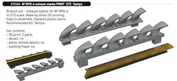 Messerschmitt BF109G-6 Exhaust stacks (Tamiya) E672406