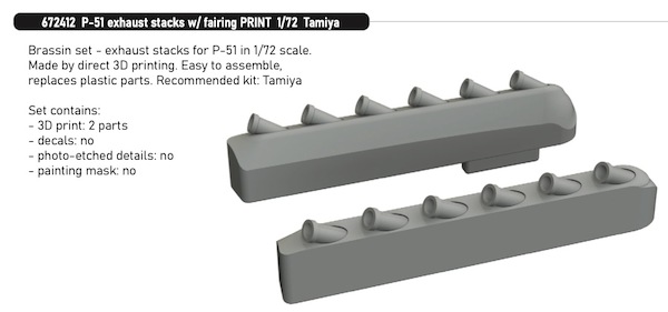 P51D Mustang Exhaust stacks with fairing (Tamiya) E672412