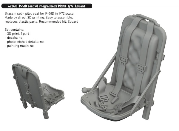 P51D Mustang Seat with integral Belts (Eduard) E672413