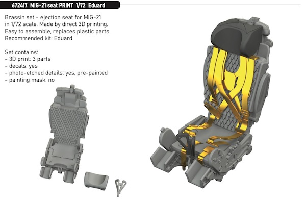 Mikoyan MiG21 Ejection seat with P/E Seatbelts (Eduard) E672417