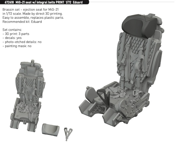 Mikoyan MiG21 Ejection seat with Integrated Resin Seatbelts (Eduard) E672418