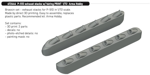 P51D Mustang exhaust Stacks with Fairing (Arma Hobby) E672444