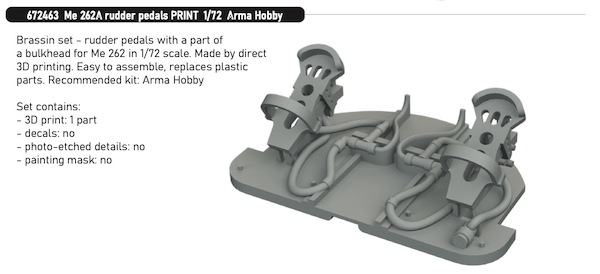 Messerschmitt Me262 Rudder Pedals (Arma Hobby)) E672463