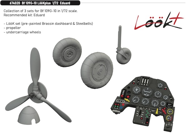 Messerschmitt Bf109G-10 Löök + Instrument Panel and seatbelts, Propeller and wheels (Eduard) E674020