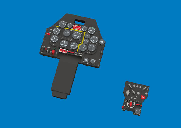 P51D Mustang Löök Instrument Panel and seatbelts (Tamiya) E674026