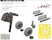 Mosquito NF Mk.II Löök+  Instrument Panel and seatbelts, Exhaust Stacks, wheels and canopy Mask (Tamiya) E674035